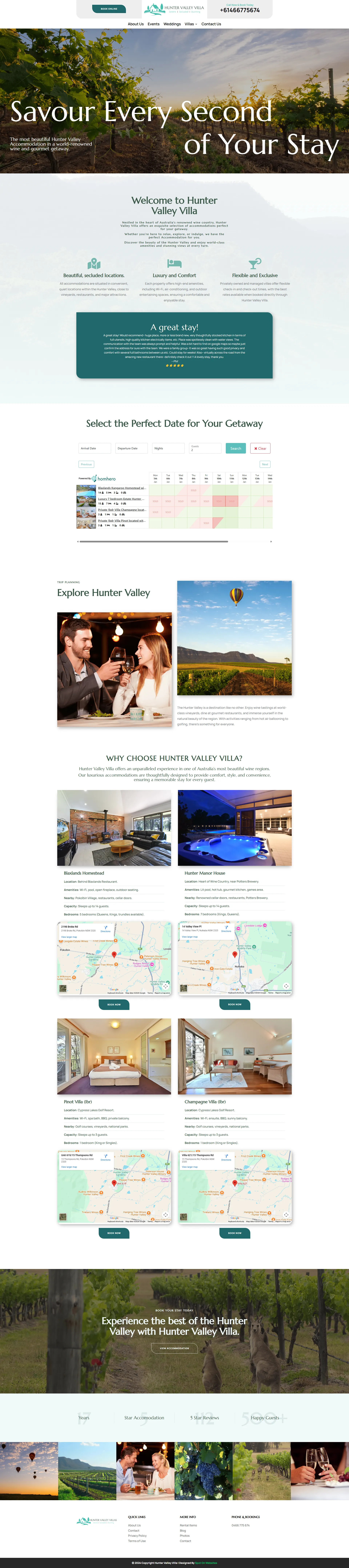 Hunter Valley Villa Website